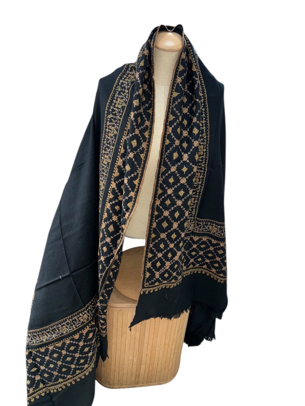 Sozni hand Embroidered floral Pashmina wool Stole scarf wrap 6 months to make